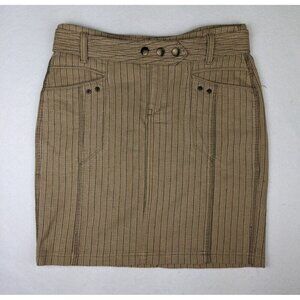Territory Ahead Women's Skirt Size 6 Beige Striped Woven Pencil Belt